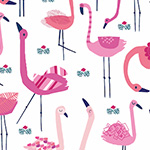 Ocean Drive - Pink Flamingos on White