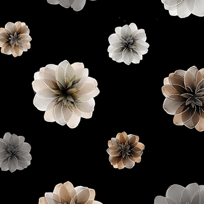 Essence of Pearl - Floating Blossoms in Black - Click Image to Close