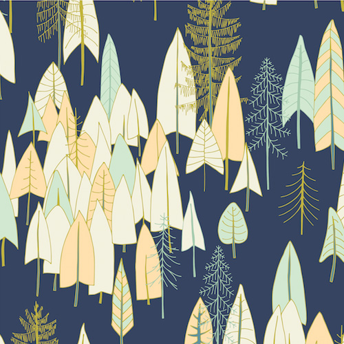 Altitude - Mountain Forest in Navy - Click Image to Close