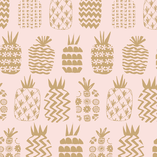 Ocean Drive - Pineapples on Pink Metallic - Click Image to Close
