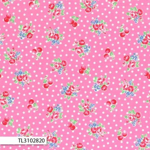 Flower Sugar - Small Flowers & Dots in Pink - Click Image to Close