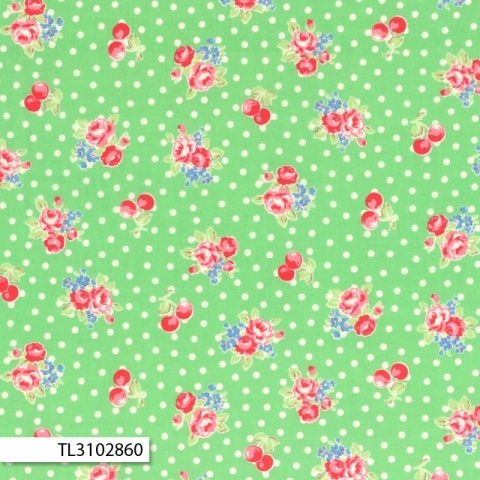 Flower Sugar - Small Flowers & Dots in Green - Click Image to Close