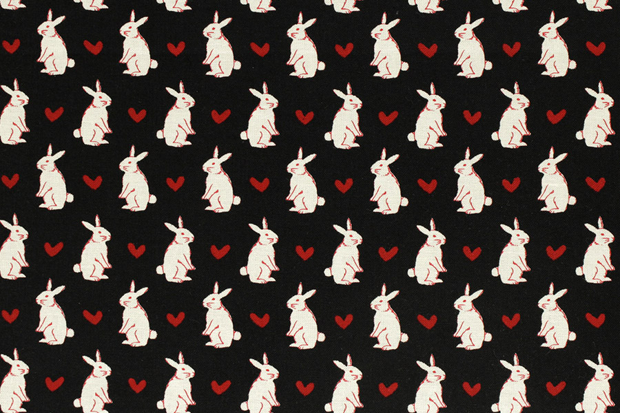Radiant Girl - Bunnies and Hearts in Black - Click Image to Close