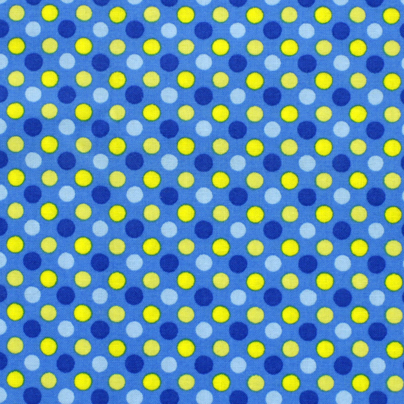 Modern Quilt - Spicy Scrap Dots in Blue/Yellow - Click Image to Close