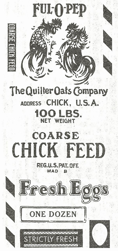 Fowl Play - Chick Feed in White - Click Image to Close