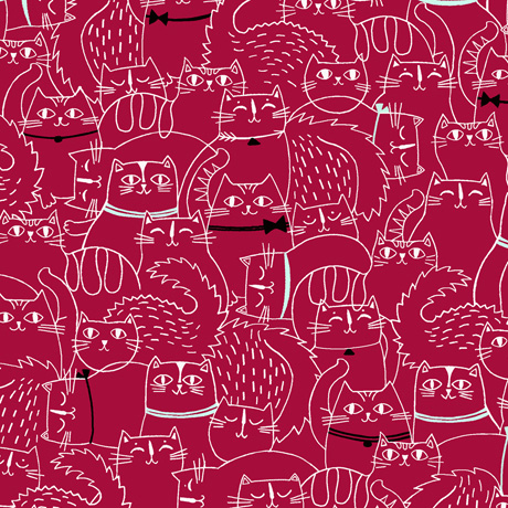 Cat Fish - Sketched Cats in Red - Click Image to Close