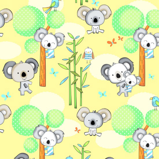 Koala Party - Trees in Yellow - Click Image to Close
