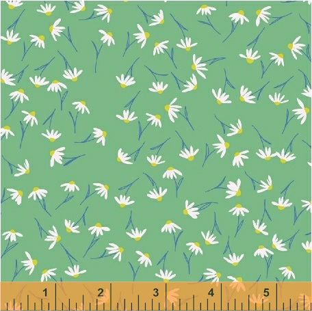 Daisy Chain - Tossed Daisies in Mint - Click Image to Close