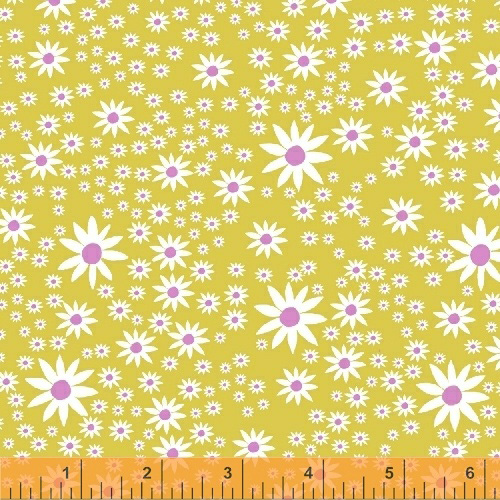 Daisy Chain - Daisies in Chartreuse - Click Image to Close
