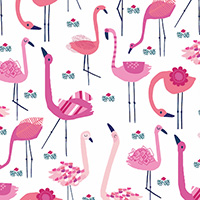 Ocean Drive - Pink Flamingos on White