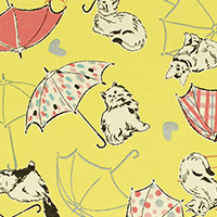Radiant Girl - Cats and Umbrellas in Metallic Yellow