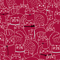 Cat Fish - Sketched Cats in Red