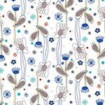 Flower Doodles - Floral Lines in Royal Blue