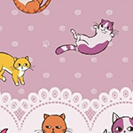 Caturday - Raining Cats Double Border in Rose