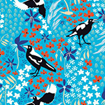 Taking Flight - Merry Magpies on Bright Blue