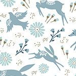 Starlit Hollow - Festive Animals in Blue on White