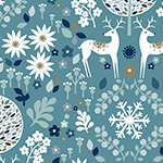 Starlit Hollow - Winter Meadow in White on Blue