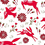Starlit Hollow - Festive Animals in Red on White