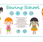 Sewing School - 60cm Panel in Blue