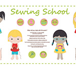 Sewing School - 60cm Panel in Green