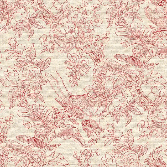 Chinoiserie - Chinoiserie in Natural/Red - Click Image to Close