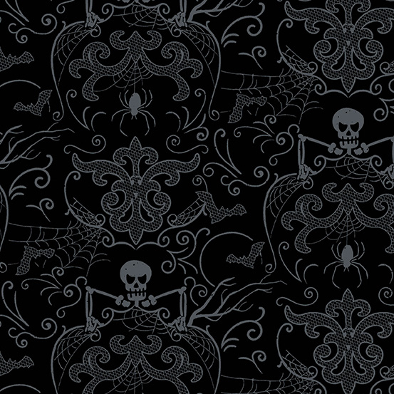 Midnight Haunt - Spooky Damask in Night - Click Image to Close