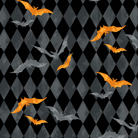 Midnight Haunt - Harlequin Bats in Slate - Click Image to Close