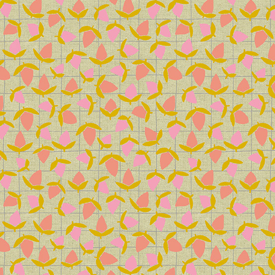 Tiger Plant Linen - Flower Buds in Sherbert - Click Image to Close
