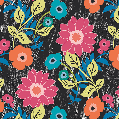 Art Gallery Fabrics - Jungle Ave. Floral Asphalt - Click Image to Close