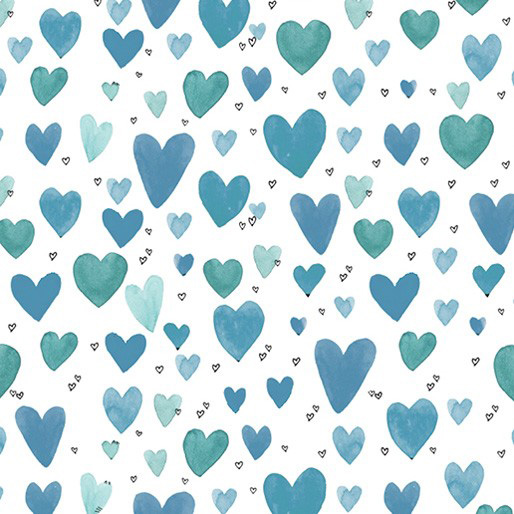 It's Raining Cats and Dogs - Playful Hearts in Teal - Click Image to Close