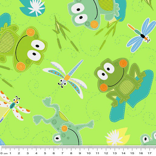 Toadily Cute - Hop Along Frogs in Lime - Click Image to Close