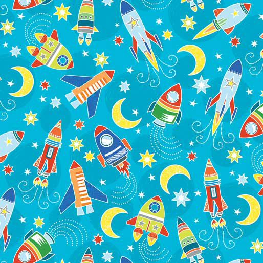 All Systems Glow - Moon Rockets in Light Blue - Click Image to Close