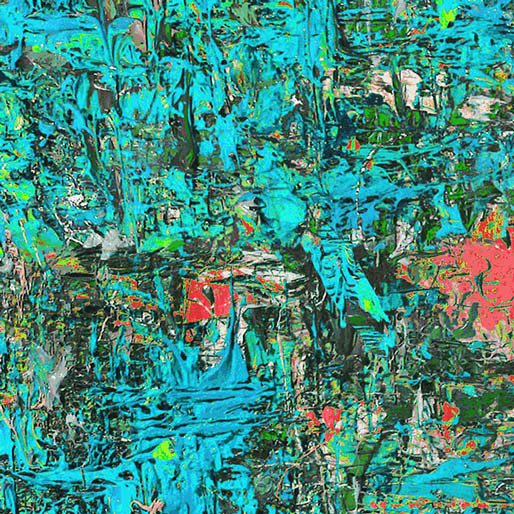 Poured Colour - Impressions in Turquoise/Orange - Click Image to Close