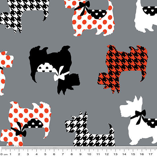 Dotty for Scotty - Sweet Scotties in Grey - Click Image to Close