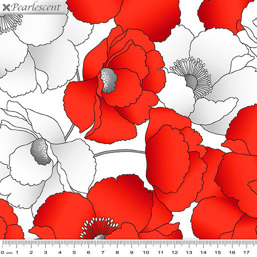 Poppy Promenade - Poppies in Bloom in White - Click Image to Close