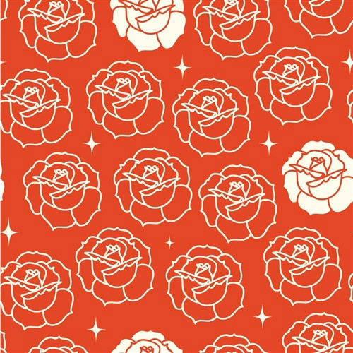 Tall Tales Organic - Stamped Rose in Tomato - Click Image to Close