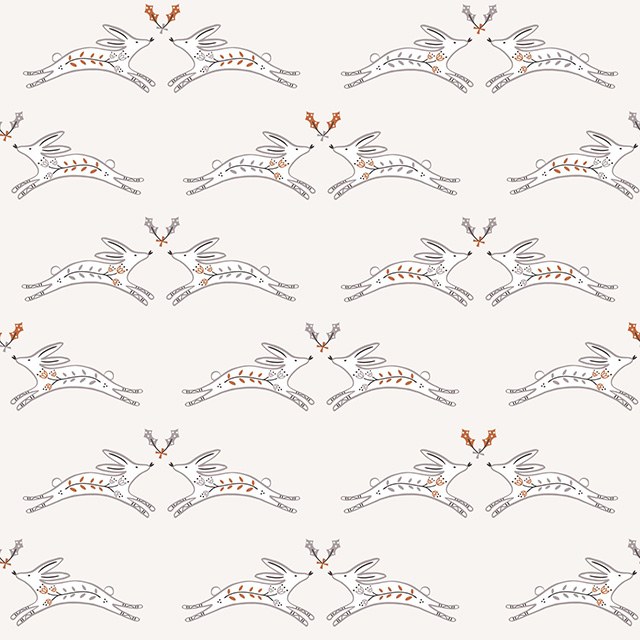 Winterfold - Hares in Natural, Copper Metallic - Click Image to Close