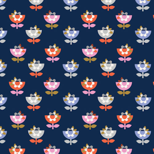 Amelie - Flowers in Navy - Click Image to Close