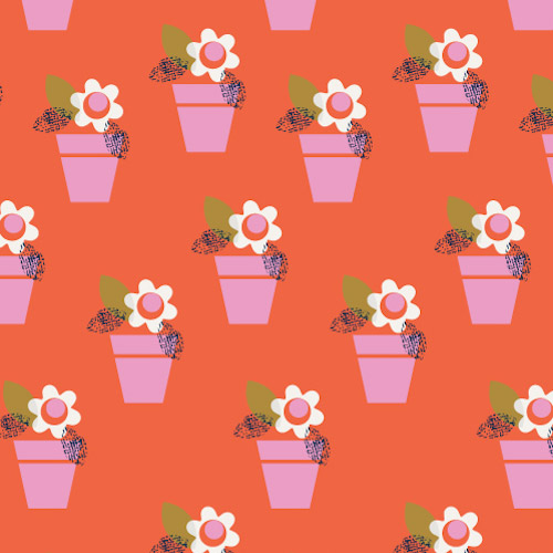 Amelie - Flowerpots in Orange - Click Image to Close