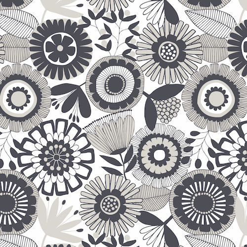 Flourish - Floral in Monochrome - Click Image to Close
