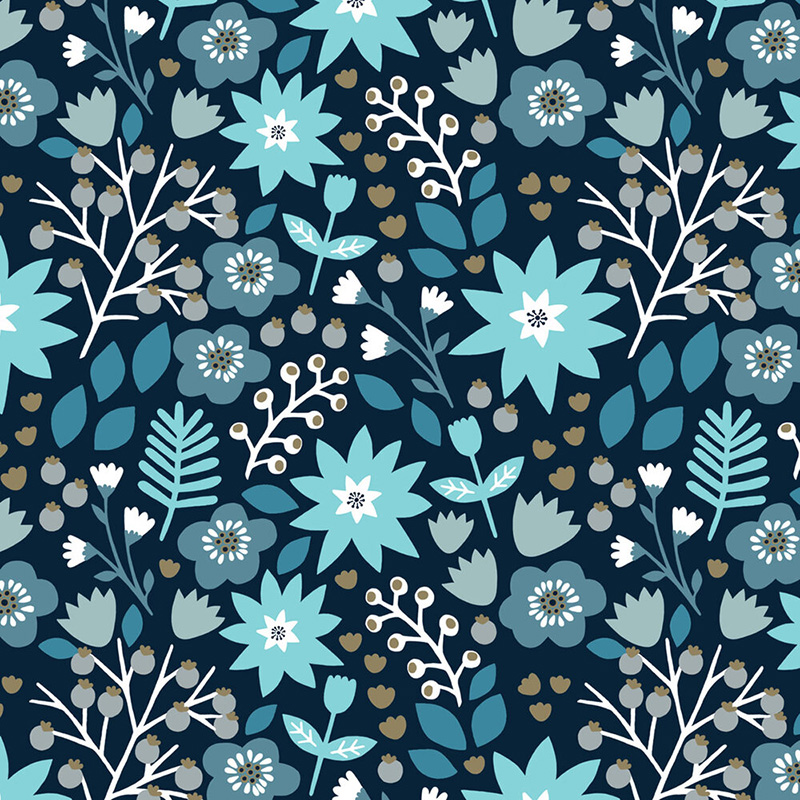 Starlit Hollow - Floral in Blue - Click Image to Close
