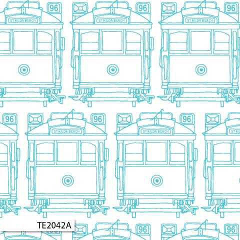Melba - Tram in Aqua - Click Image to Close