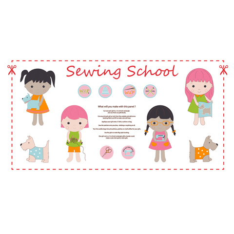 Sewing School - 60cm Panel in Red - Click Image to Close