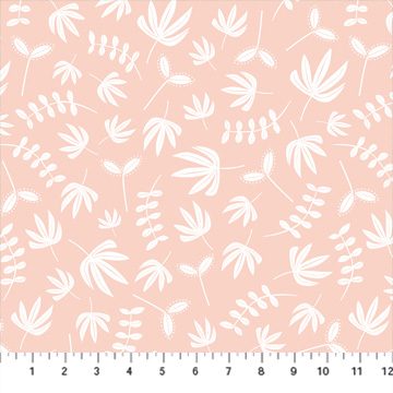 Hand Stitched - Plants in Coral - Click Image to Close