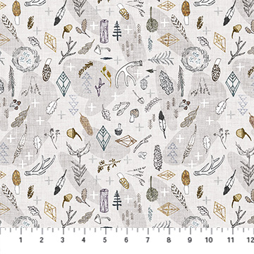 Forest Fable - Wilderness Things in Off White - Click Image to Close