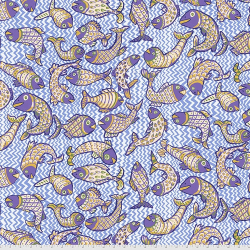 Kaffe Fassett Collective August 2021 - Koi Polloi in Blue - Click Image to Close