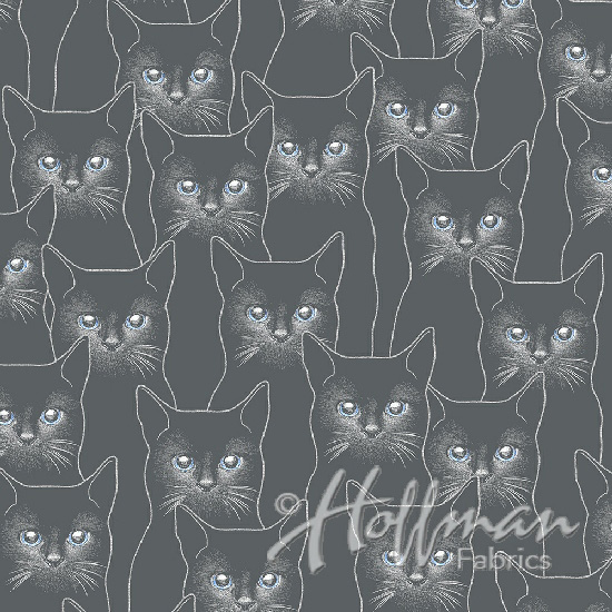 Full Moon - Kittens in Charcoal/Silver - Click Image to Close