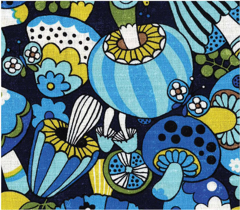 Kokka - Mushroom Pattern in Blue - Click Image to Close