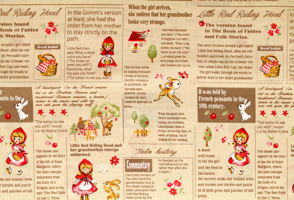 Little Heroines - Red Riding Hood and Text on Beige - Click Image to Close