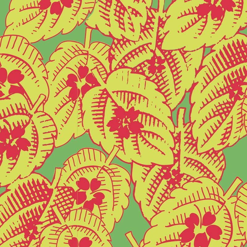 Retro Charm - Leaves in Lime - Click Image to Close